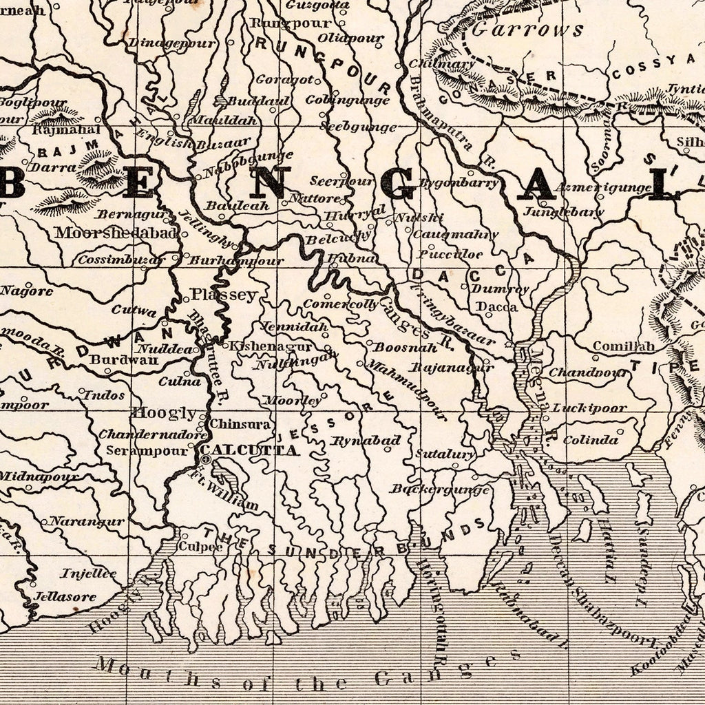 Vintage Map of Bengal, 1848