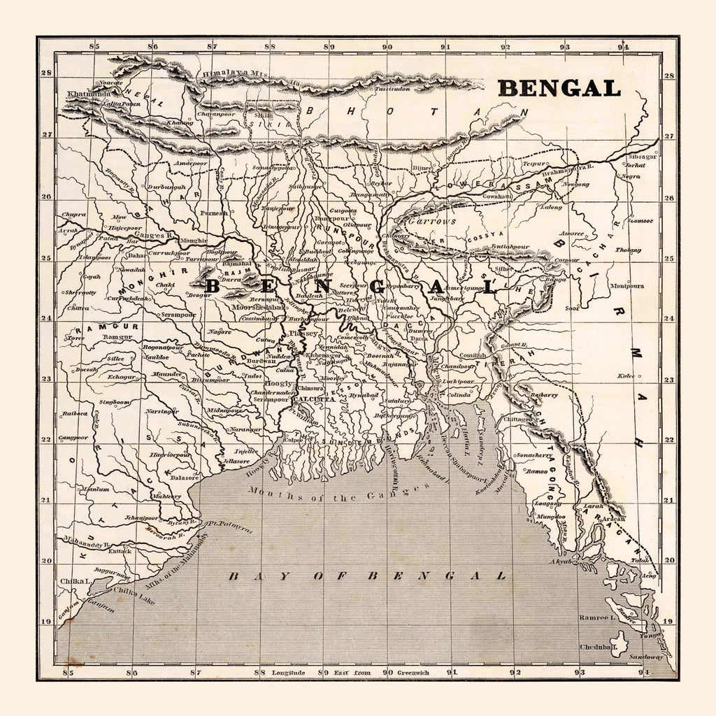 Vintage Map of Bengal, 1848