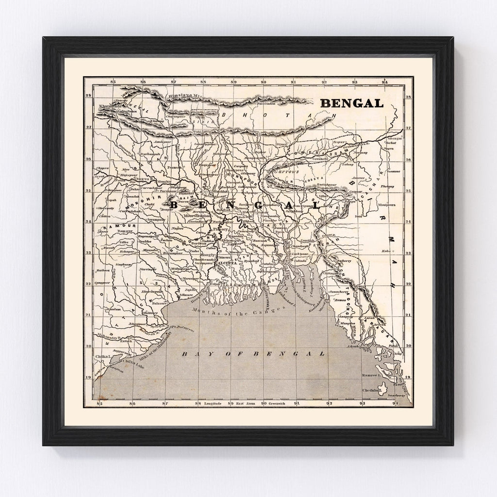Vintage Map of Bengal, 1848