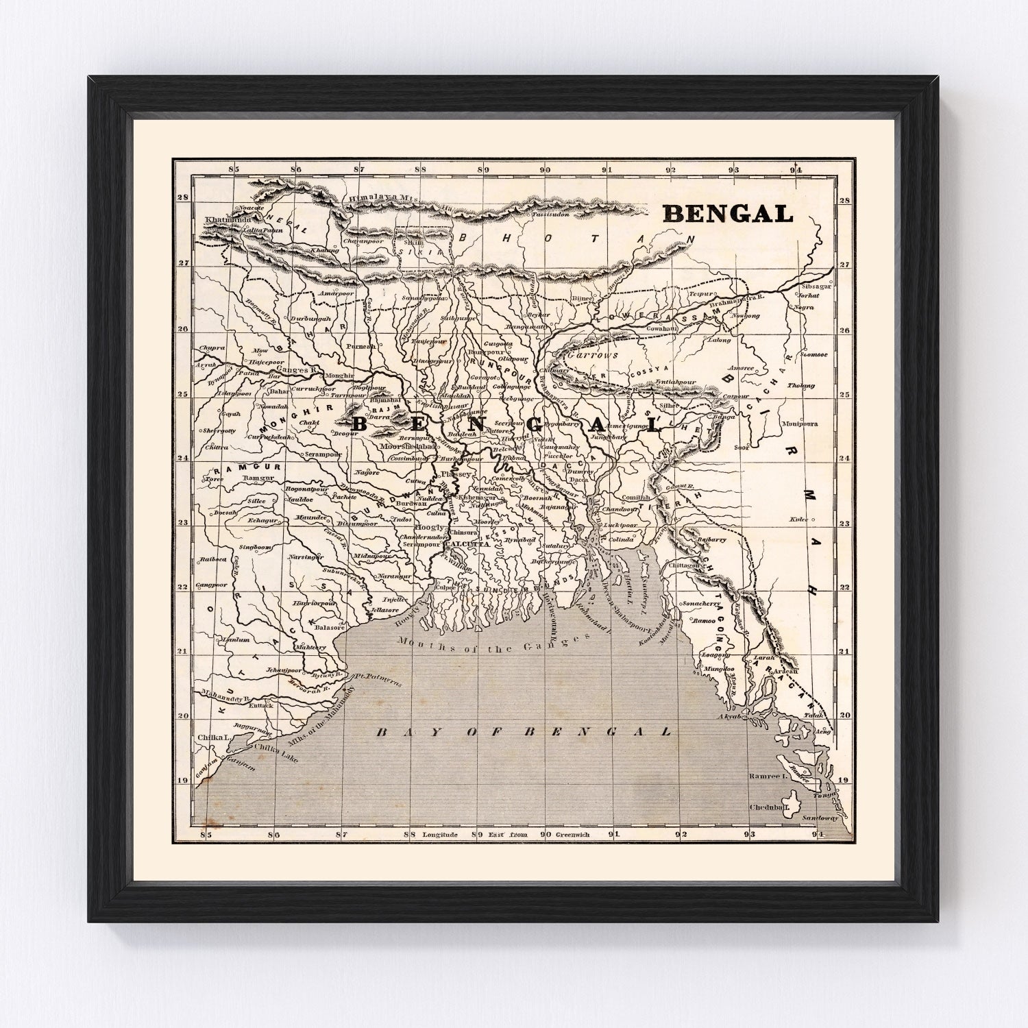 Vintage Map of Bengal, 1848
