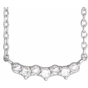 14K White Gold .07 CTW Rose-Cut Natural Diamond Scattered 18" Necklace