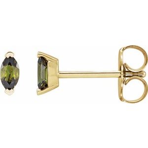 14K Yellow Gold Natural Green Tourmaline Earrings