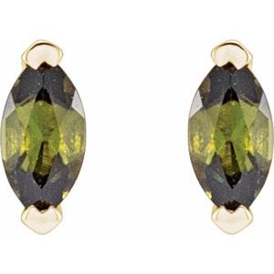 14K Yellow Gold Natural Green Tourmaline Earrings – image 2
