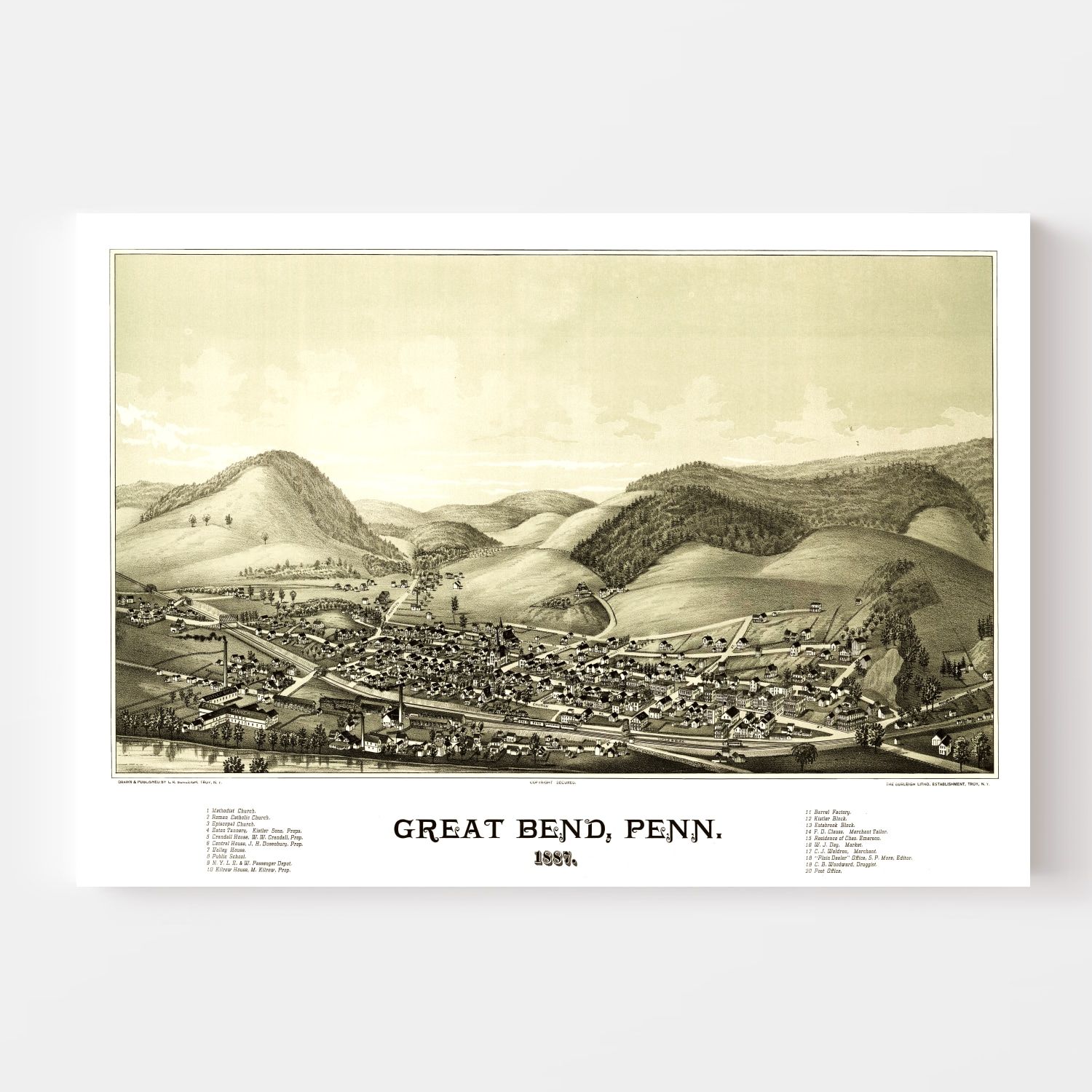 Vintage Map of Great Bend, Pennsylvania 1887