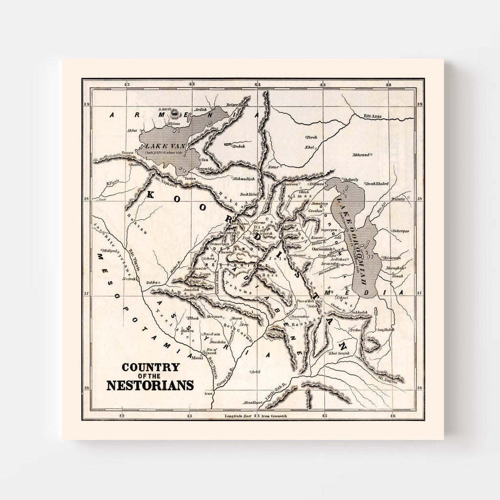 Vintage Map of Country of the Nestorians, 1848