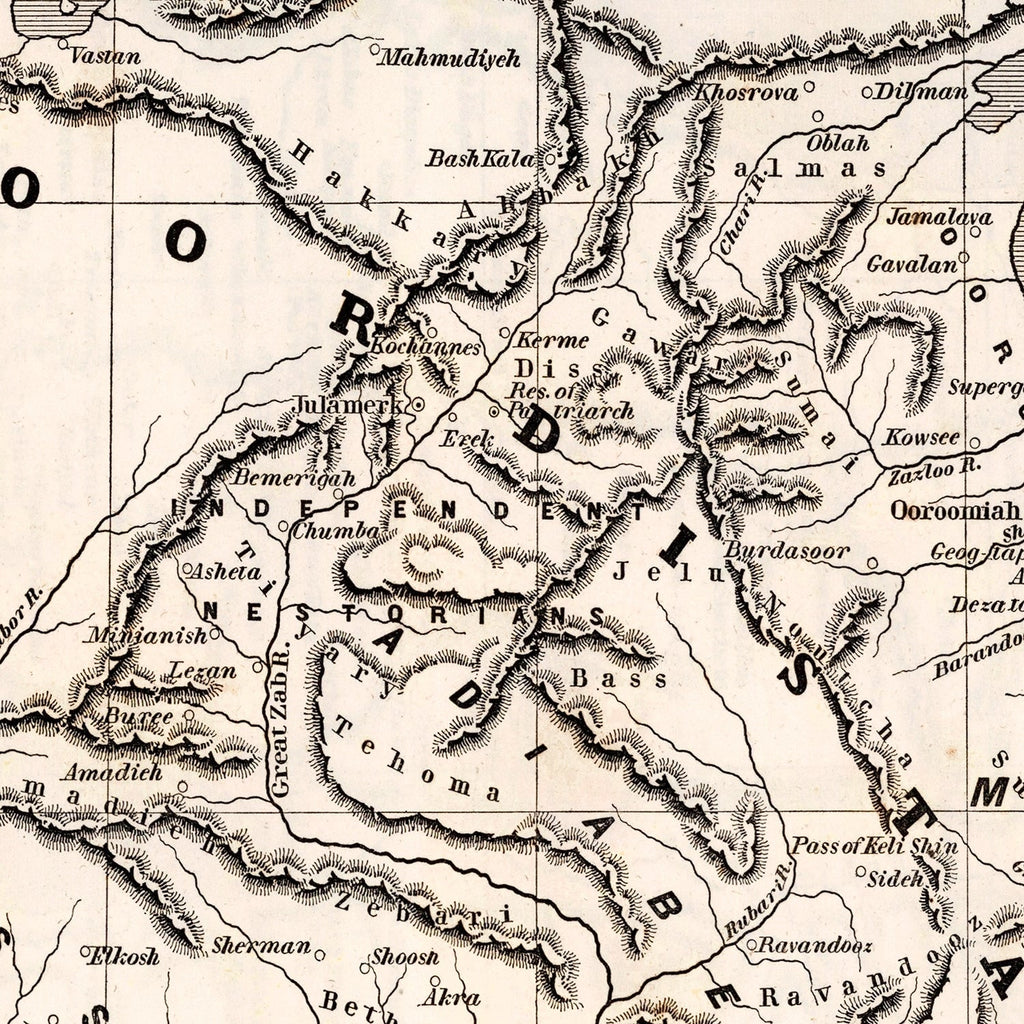 Vintage Map of Country of the Nestorians, 1848