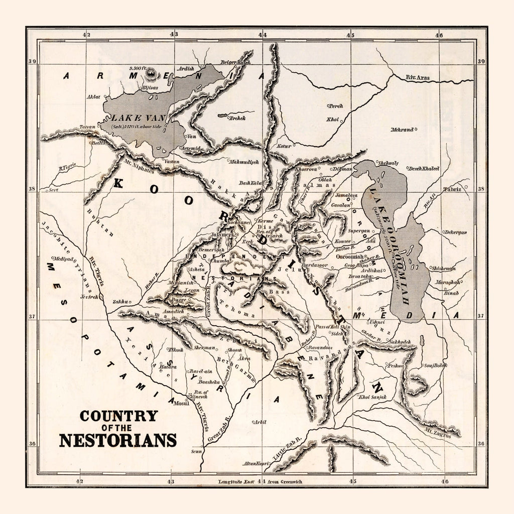 Vintage Map of Country of the Nestorians, 1848
