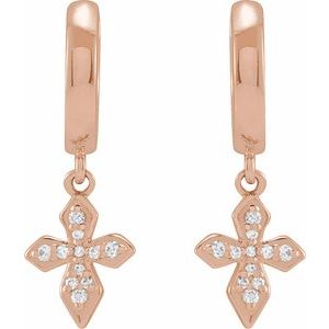 14K Rose Gold 1/10 CTW Natural Diamond Cross Hoop Earrings – image 2