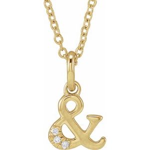 14K Yellow Gold .01 CTW Natural Diamond Ampersand 16-18" Necklace