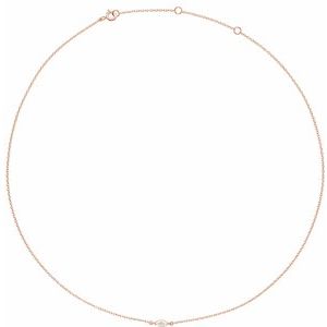 14K Rose Gold 1/4 CT Lab-Grown Diamond 16-18" Necklace