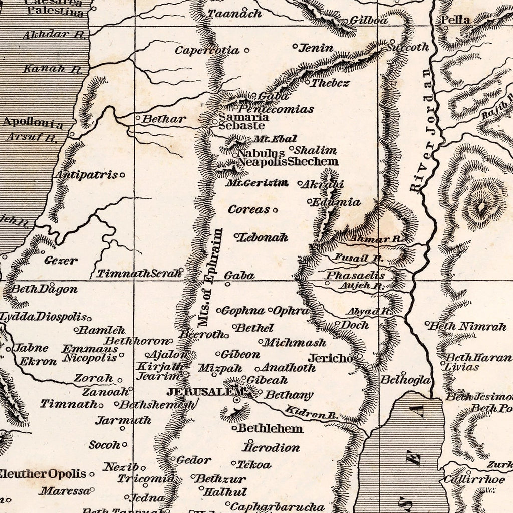 Vintage Map of Palestine, 1848