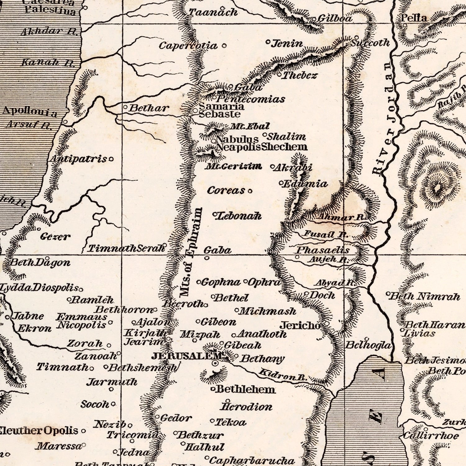 Vintage Map of Palestine, 1848