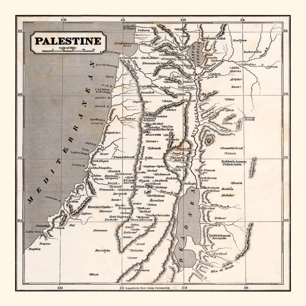 Vintage Map of Palestine, 1848