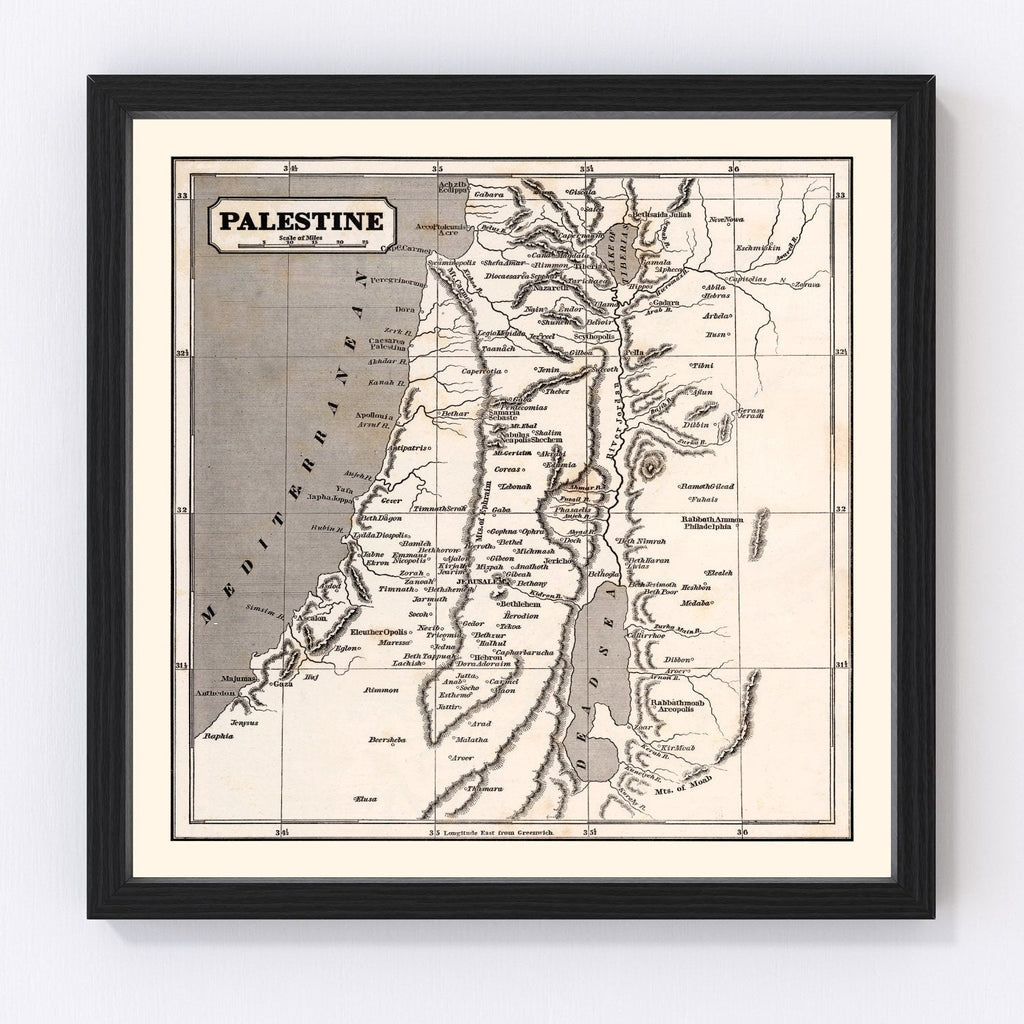 Vintage Map of Palestine, 1848