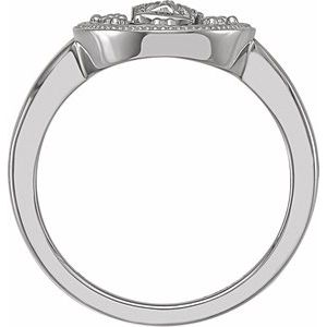 14K White Oval White Enamel Miraculous Medal Ring