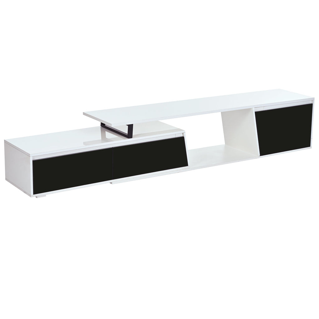 U-Can Modern, Minimalist Rectangle Extendable TV Stand, TV Cabinet with 2 Drawers and 1 Cabinet for Living Room, Up to 100''