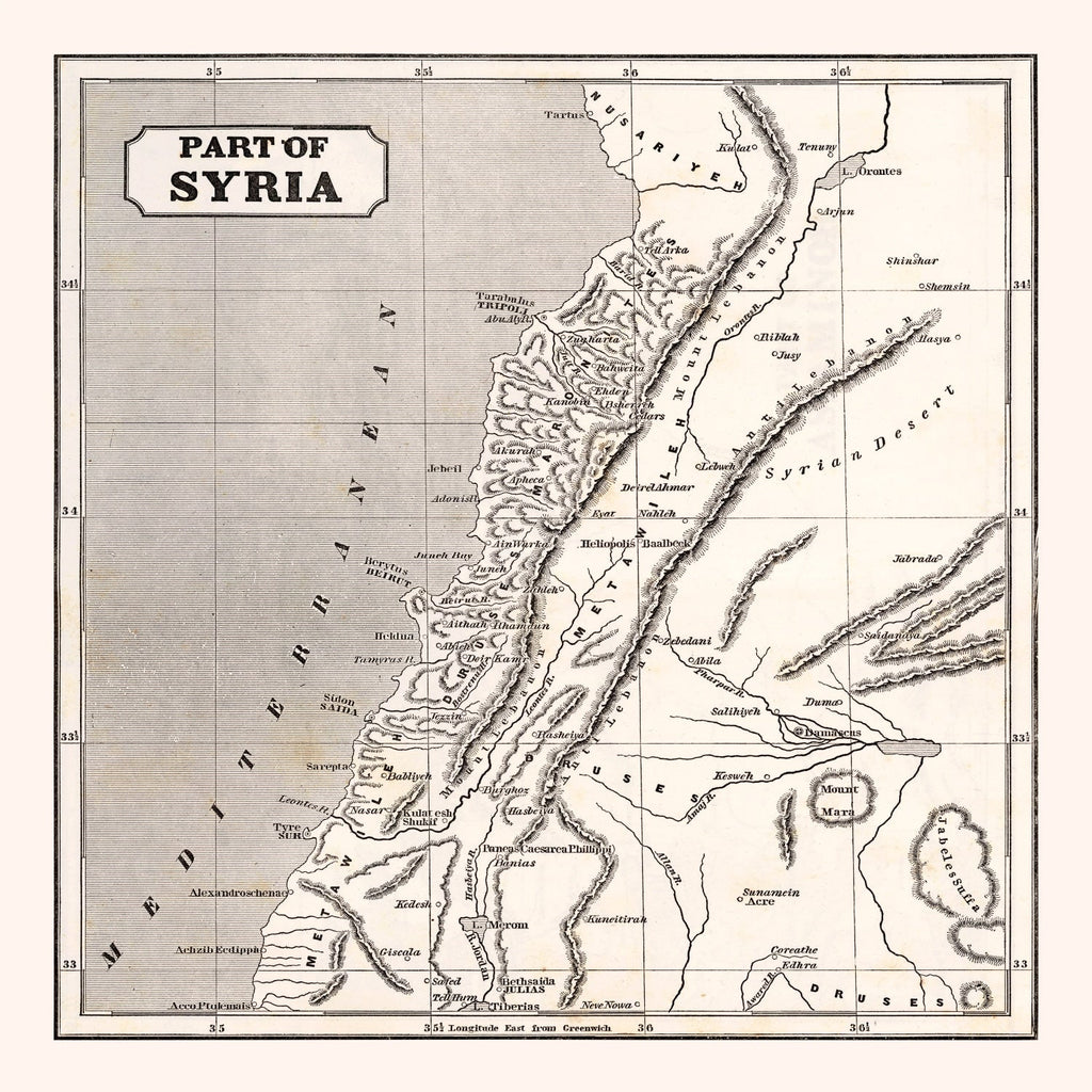 Vintage Map of Syria 1848