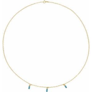 14K Yellow Gold Natural Swiss Blue Topaz 16" Necklace