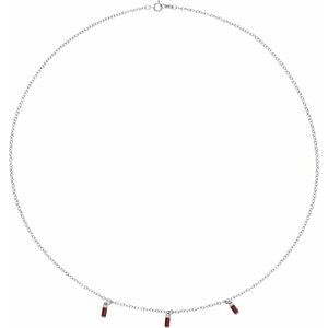Platinum Natural Mozambique Garnet 16" Necklace