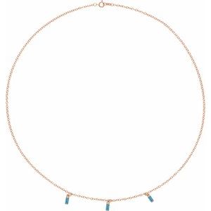 14K Rose Gold Natural Swiss Blue Topaz 16" Necklace