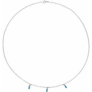 Sterling Silver Natural Swiss Blue Topaz 16" Necklace