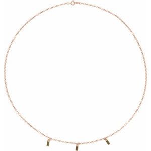 14K Rose Gold Natural Green Tourmaline 16" Necklace