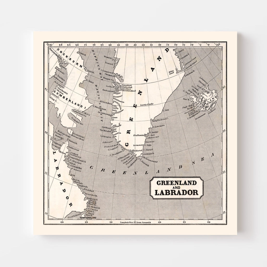 Vintage Map of Greenland 1848
