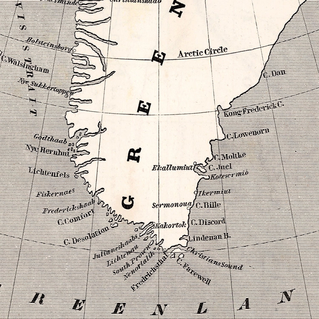 Vintage Map of Greenland 1848