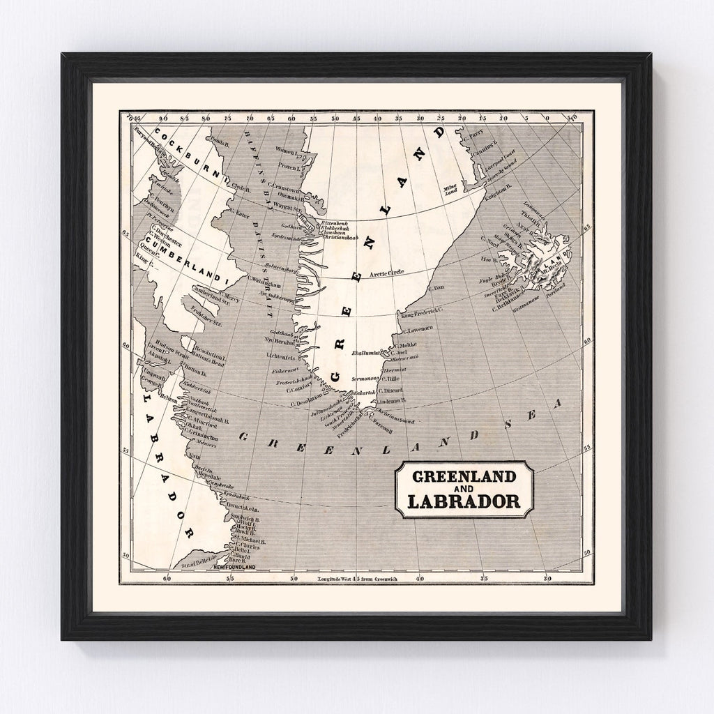 Vintage Map of Greenland 1848