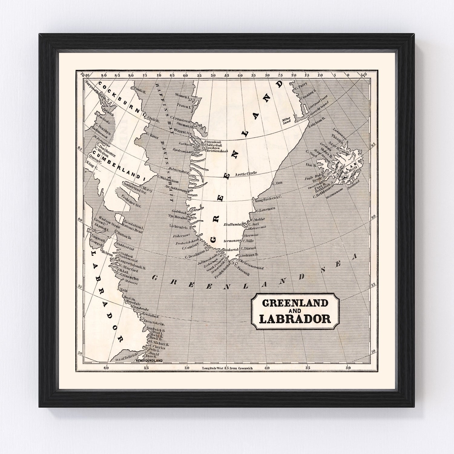 Vintage Map of Greenland 1848