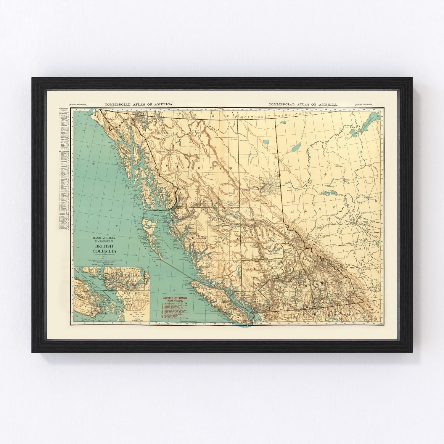 Vintage Map of British Columbia Canada, 1924