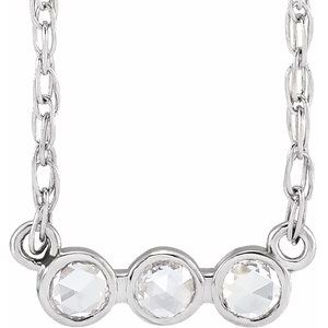 14K White Gold .06 CTW Rose-Cut Natural Diamond 18" Necklace