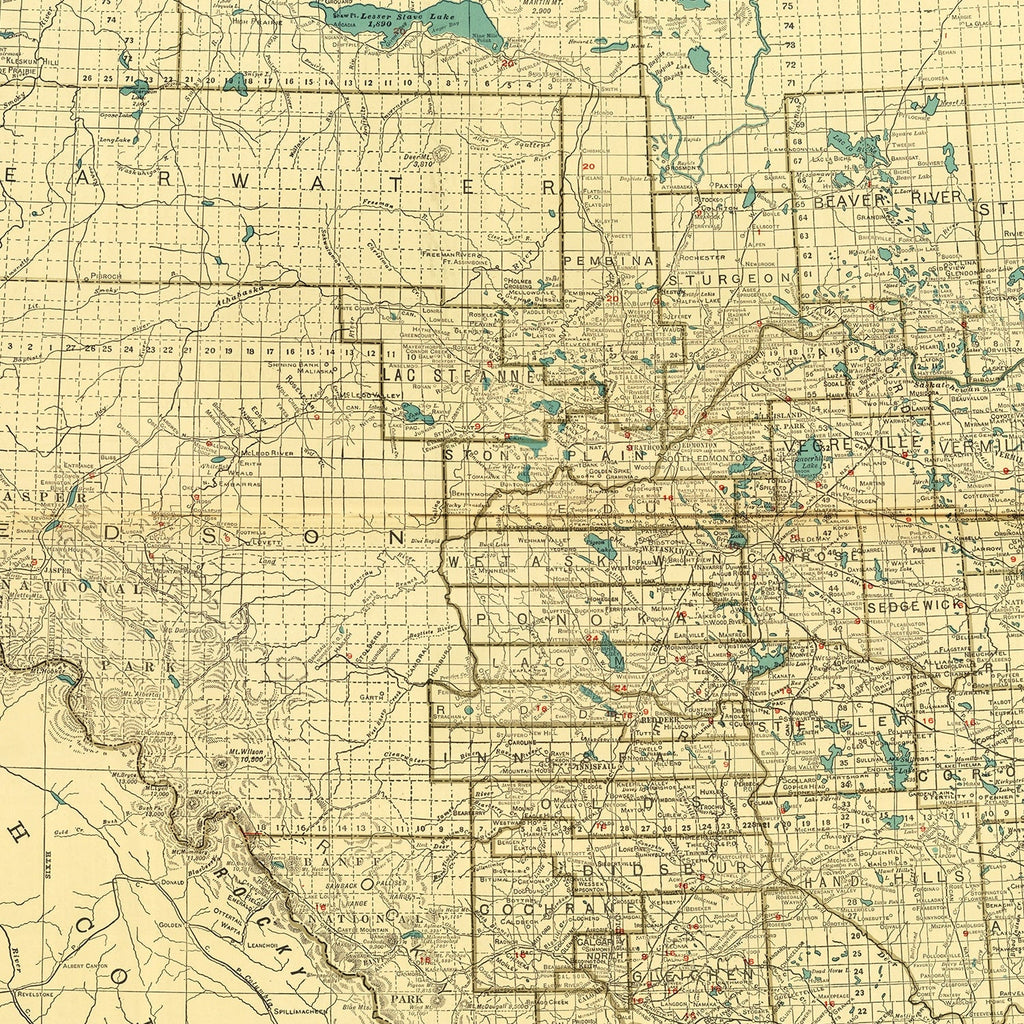 Vintage Map of Alberta Canada, 1924