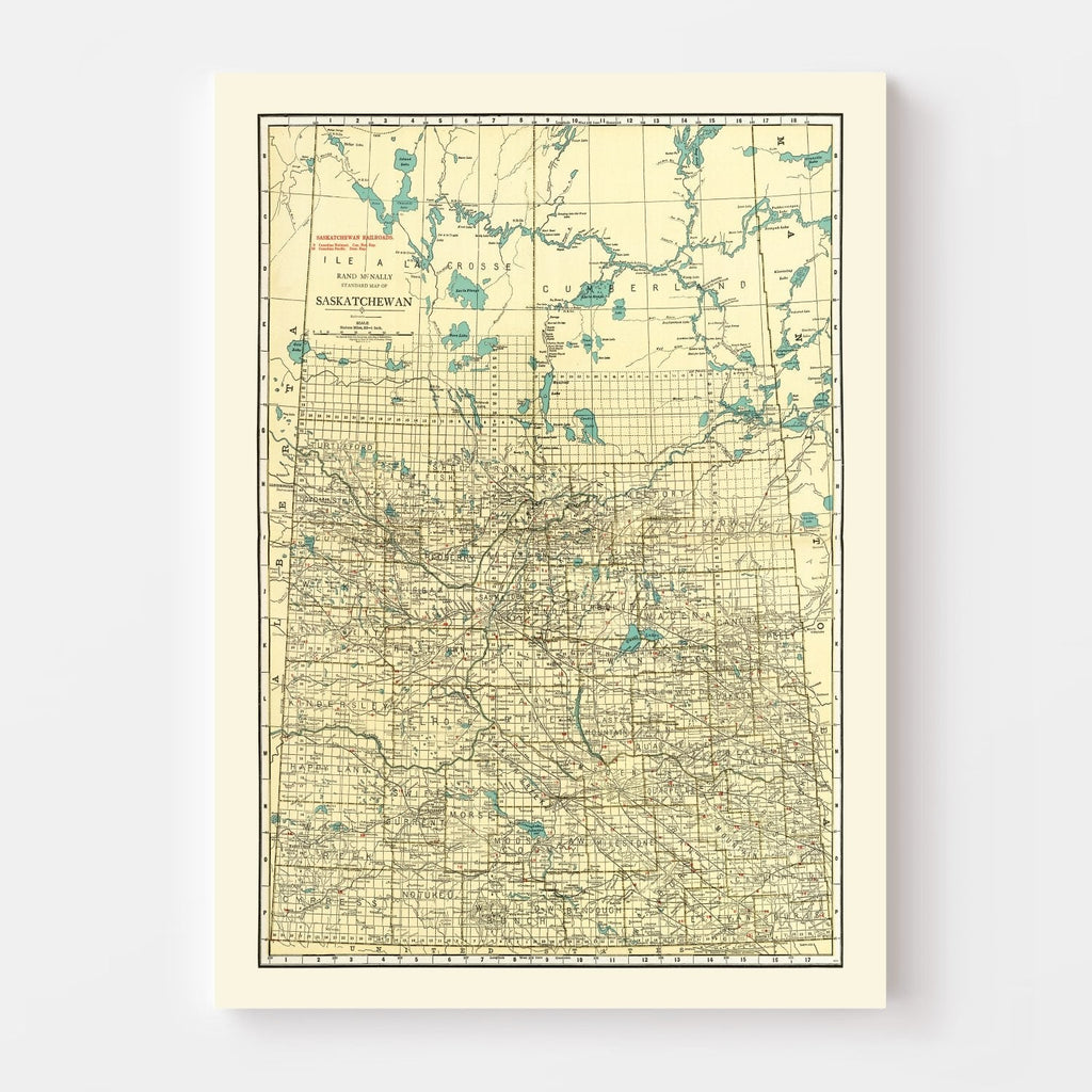 Vintage Map of Saskatchewan Canada, 1924