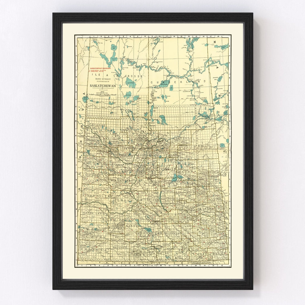 Vintage Map of Saskatchewan Canada, 1924