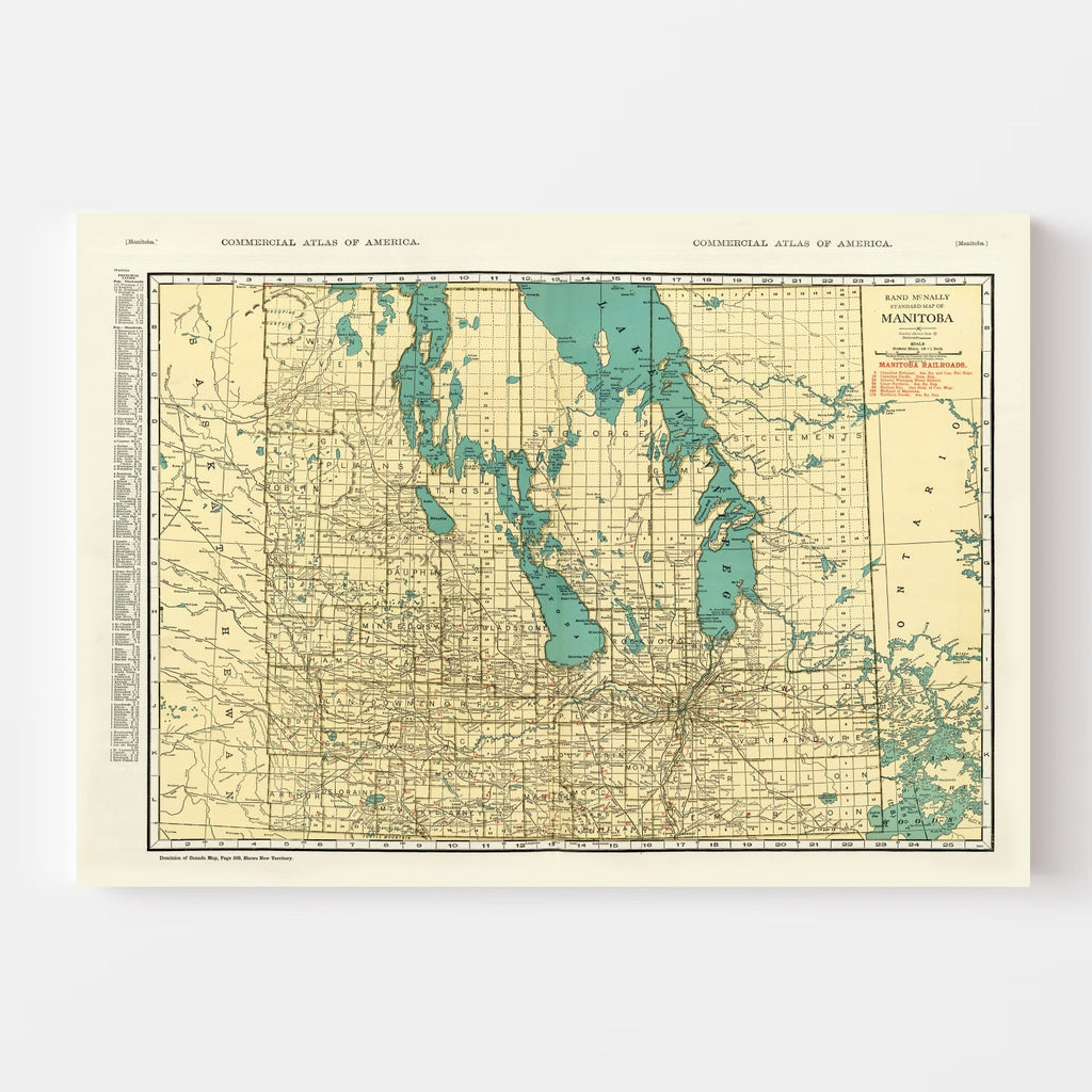 Vintage Map of Manitoba Canada, 1924