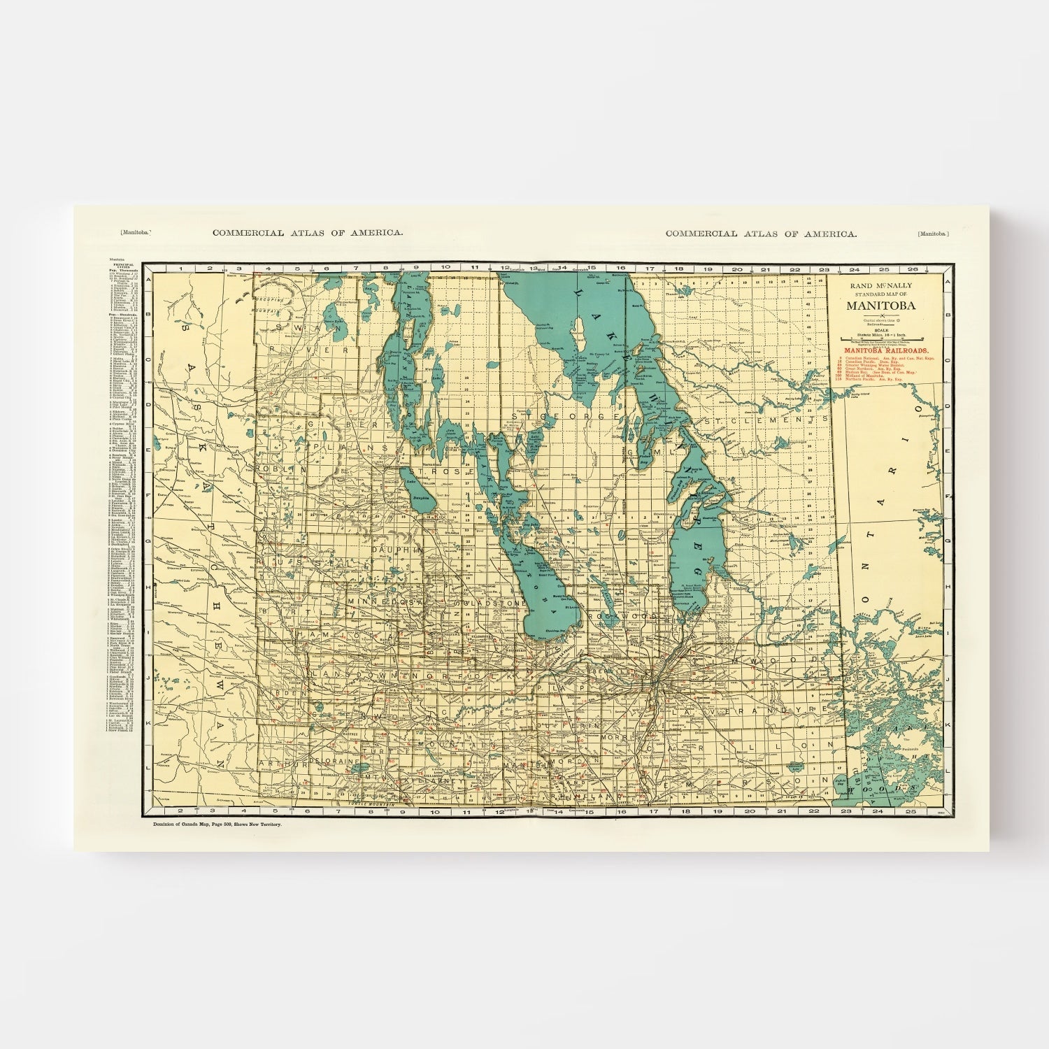 Vintage Map of Manitoba Canada, 1924