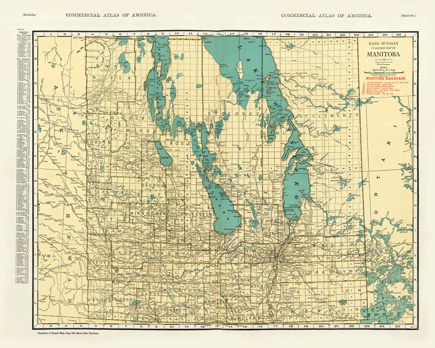 Vintage Map of Manitoba Canada, 1924