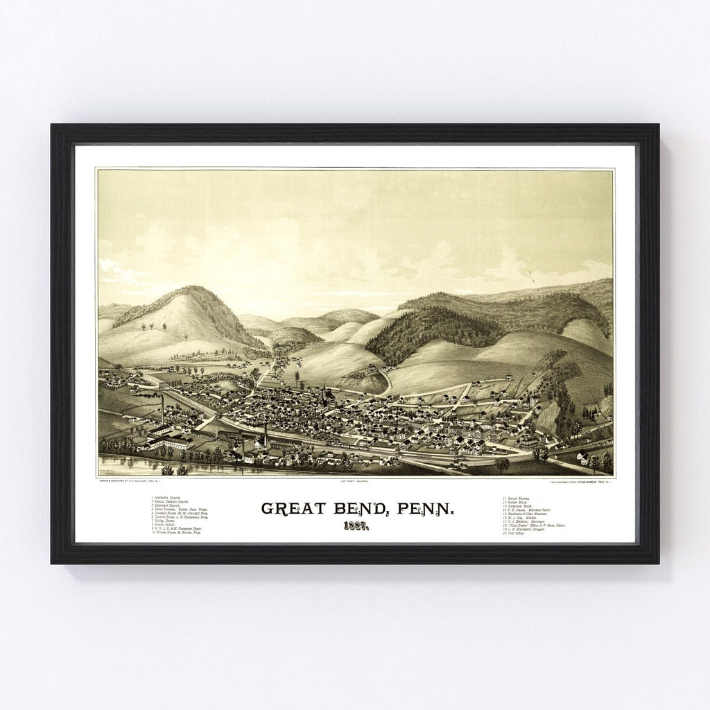 Vintage Map of Great Bend, Pennsylvania 1887