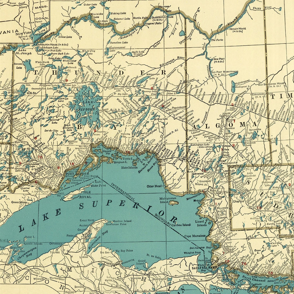 Vintage Map of Ontario Canada, 1924