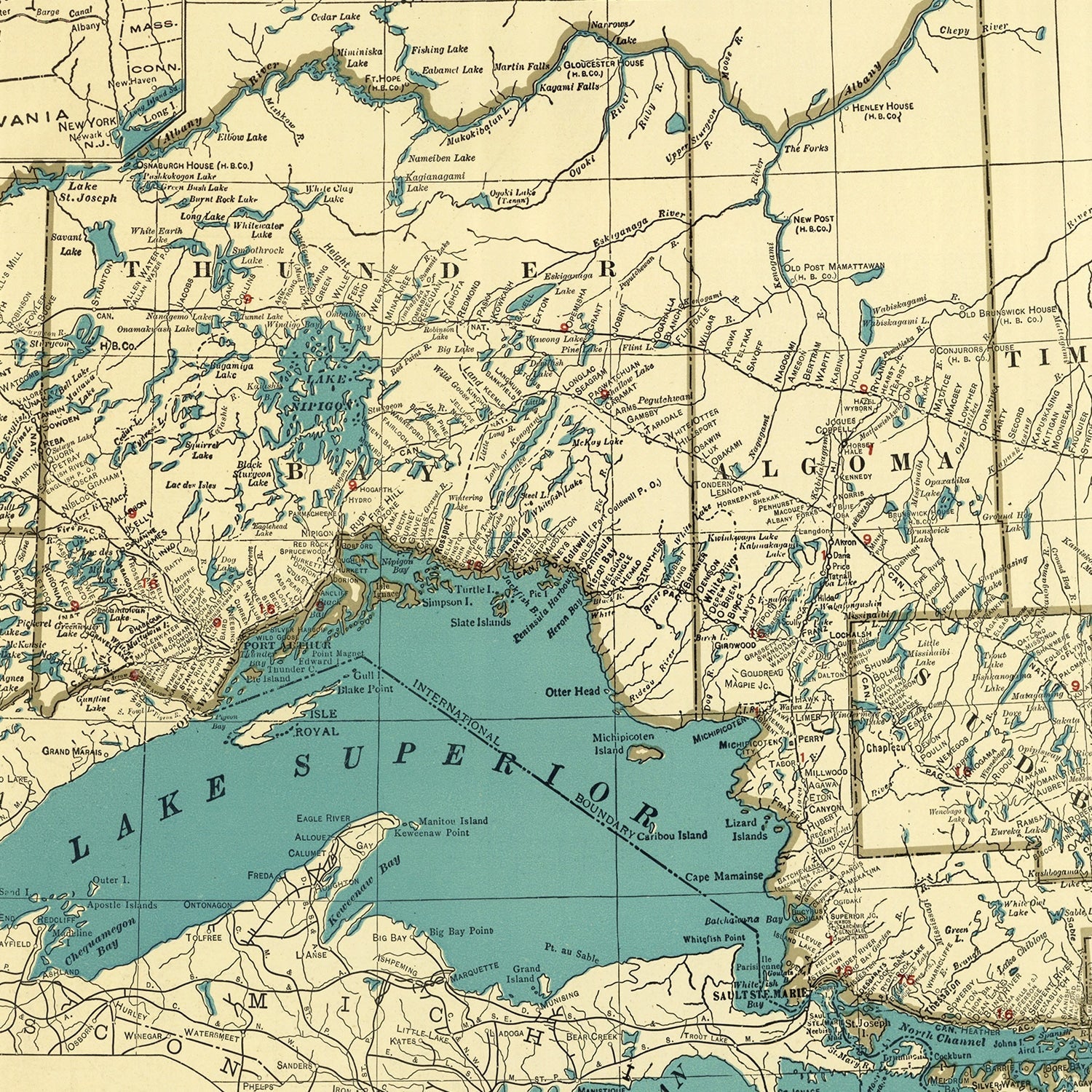 Vintage Map of Ontario Canada, 1924