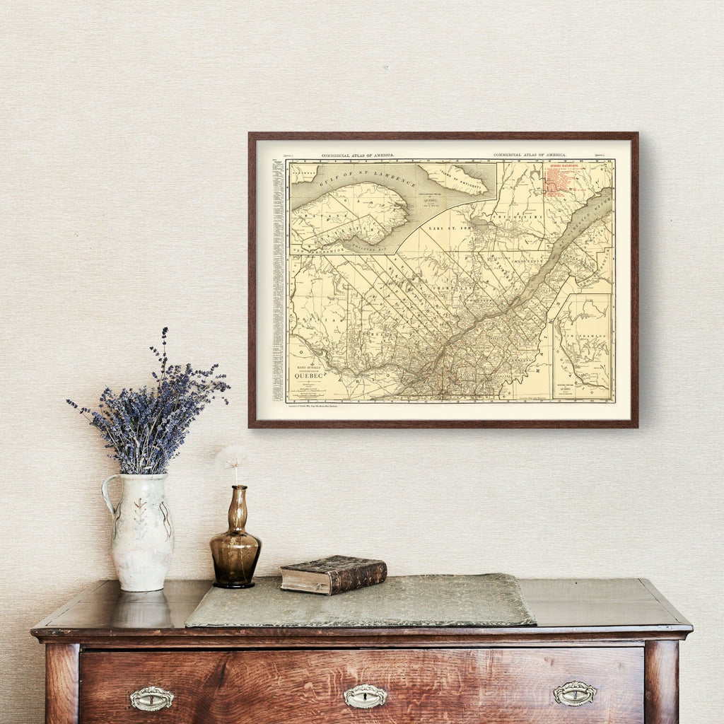 Vintage Map of Quebec Canada, 1924