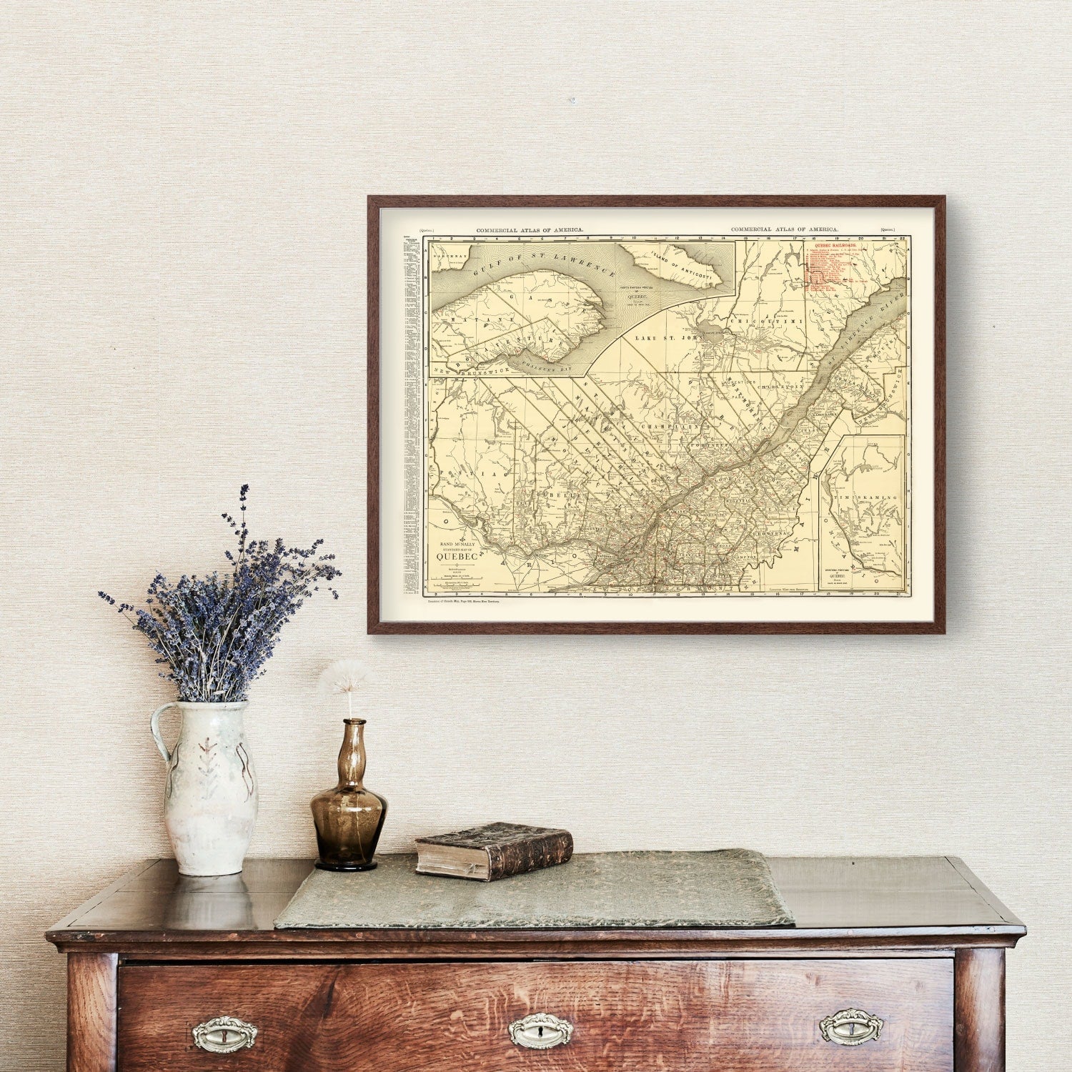 Vintage Map of Quebec Canada, 1924