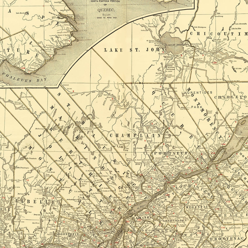 Vintage Map of Quebec Canada, 1924
