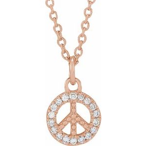 14K Rose Gold .08 CTW Natural Diamond Peace 16-18" Necklace