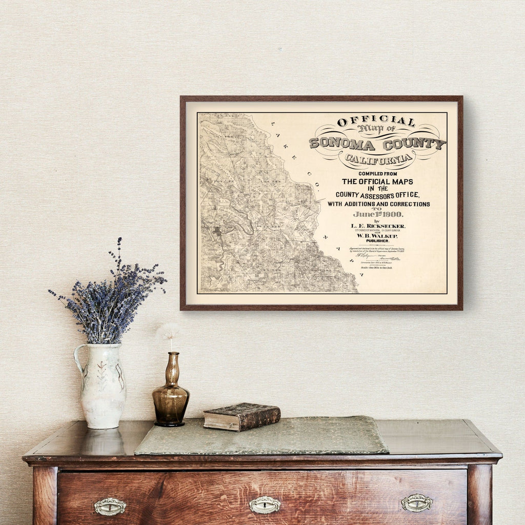 Vintage Map of Sonoma County, California 1900