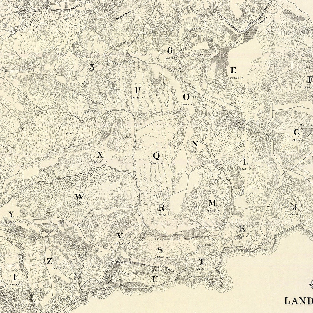 Vintage Map of Mount Tamalpais, 1892