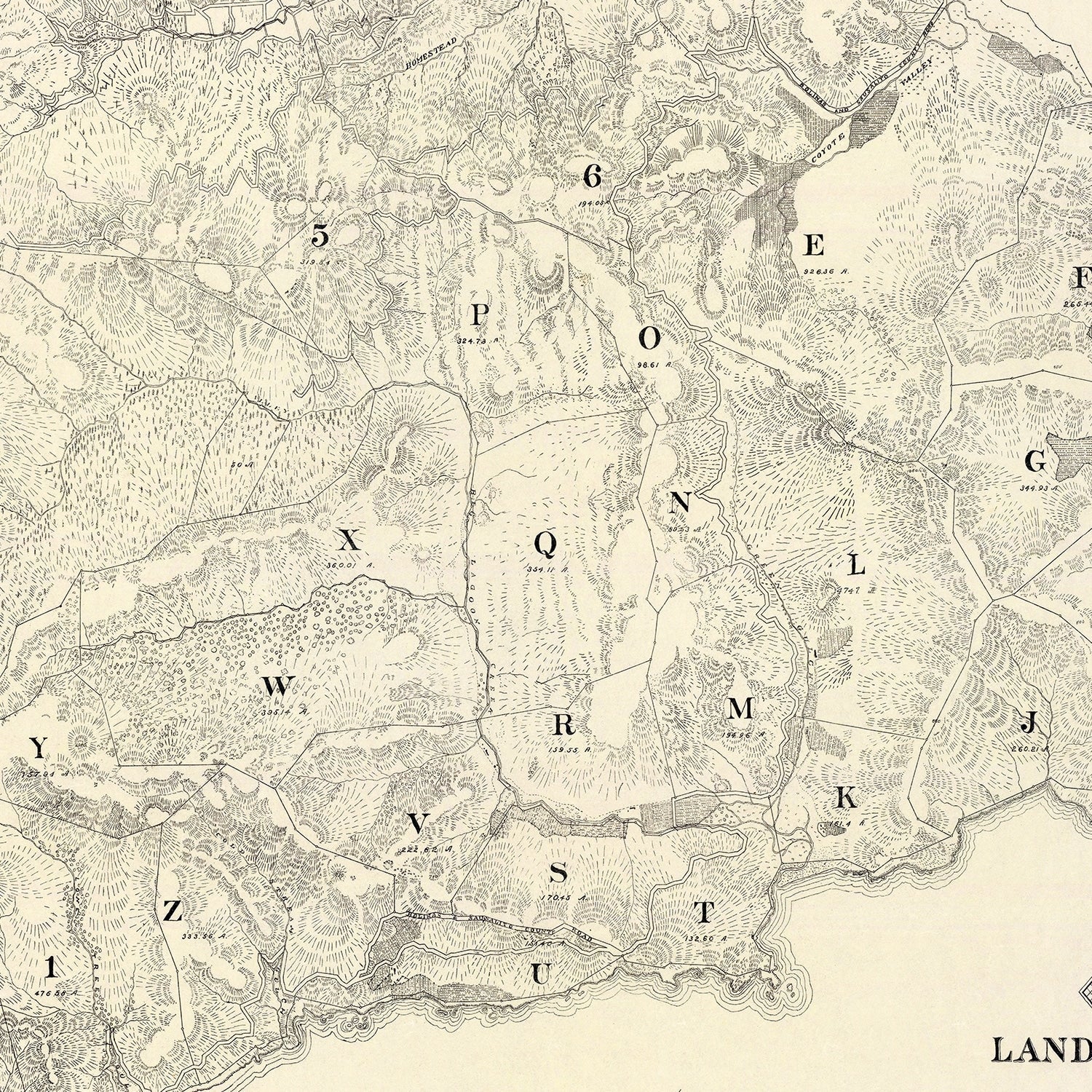 Vintage Map of Mount Tamalpais, 1892