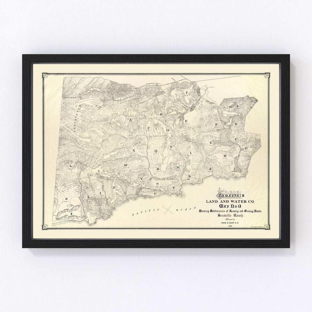 Vintage Map of Mount Tamalpais, 1892