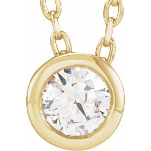 14K Yellow Gold 1/10 CT Natural Diamond Bezel-Set 16-18" Necklace